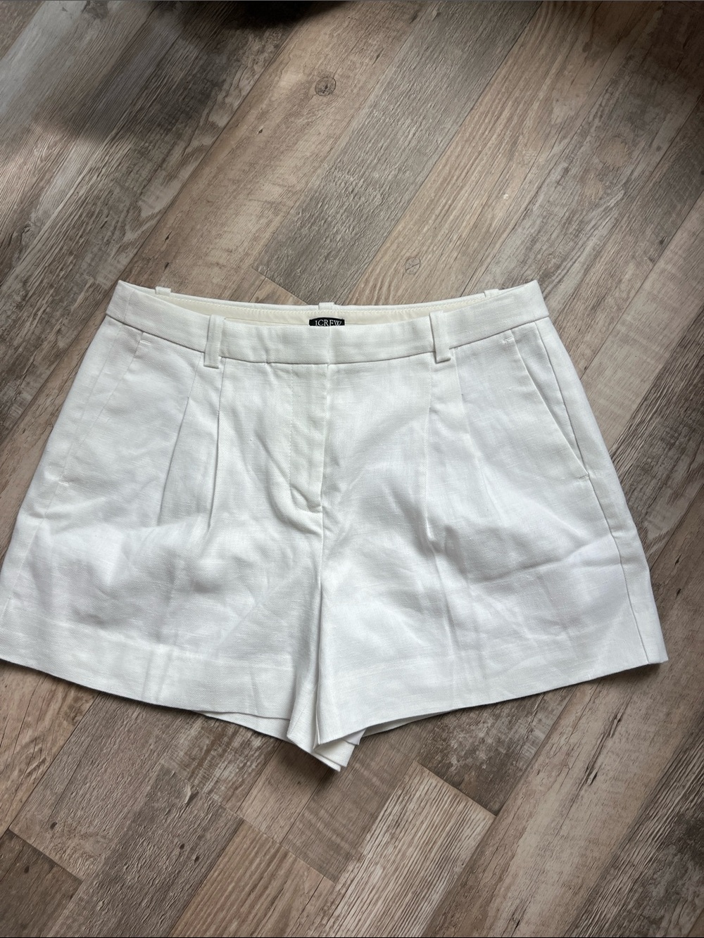 J. Crew White Pleated High-Waist Shorts